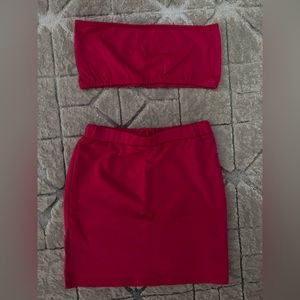 Hot pink mini skirt set & tube top